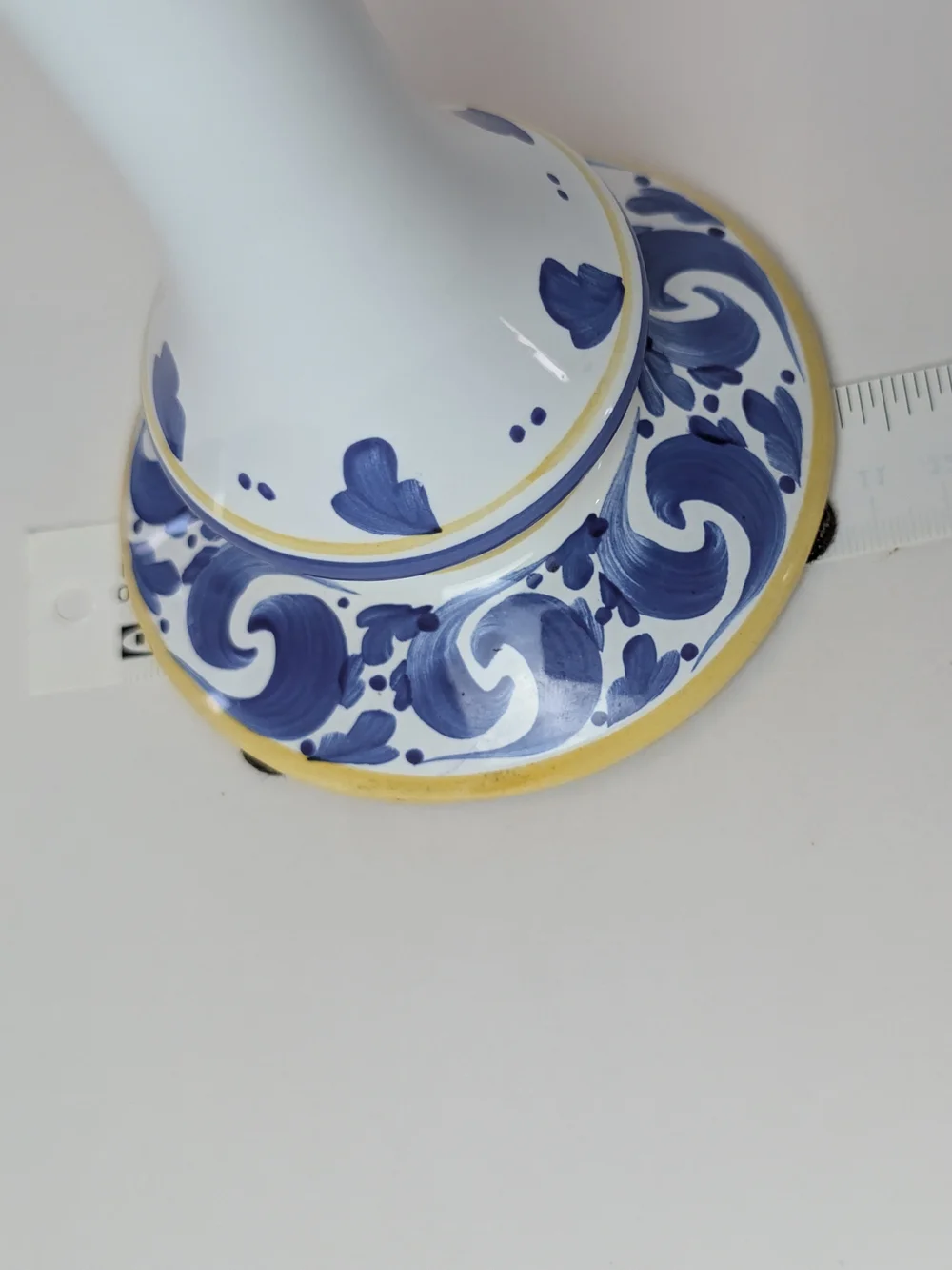 Herend‎ White Ceramic Candle Holders with Blue and Yellow Accents - Pair